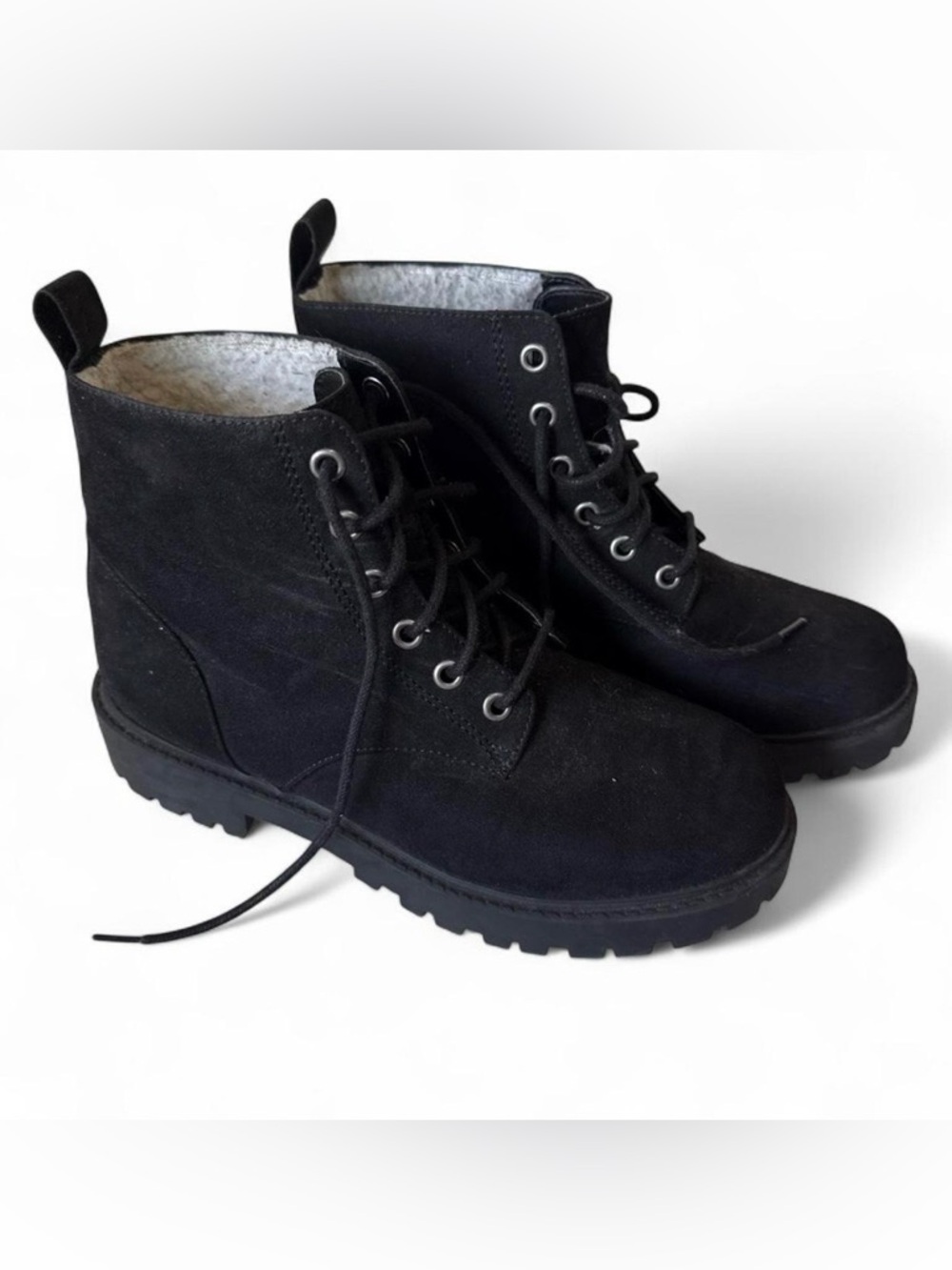 H&M divided Black Suede Chukka Lace-Up Boots size (7)